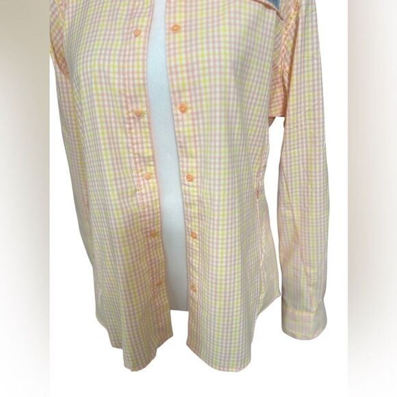 Columbia women nwt yellow pink long sleeve shirt button down medium - Picture 9 of 11